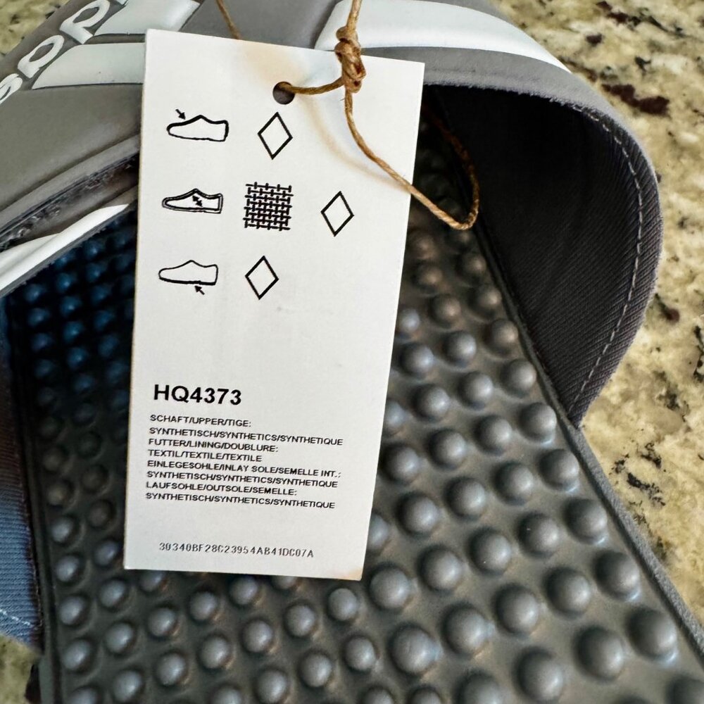 Adidas Adissage Slides Grey White Massage Sandals Mens Size 17 - Picture 9 of 9